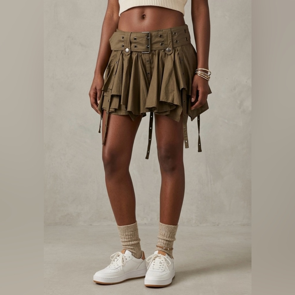 NWT Current Mood War With Nature Mini Skirt - Green - XS - Dolls Kill